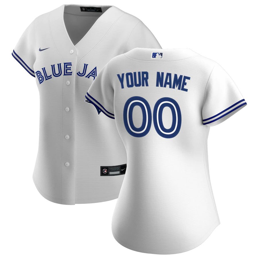 Womens Toronto Blue Jays Nike White Home Replica Custom MLB Jerseys->customized mlb jersey->Custom Jersey